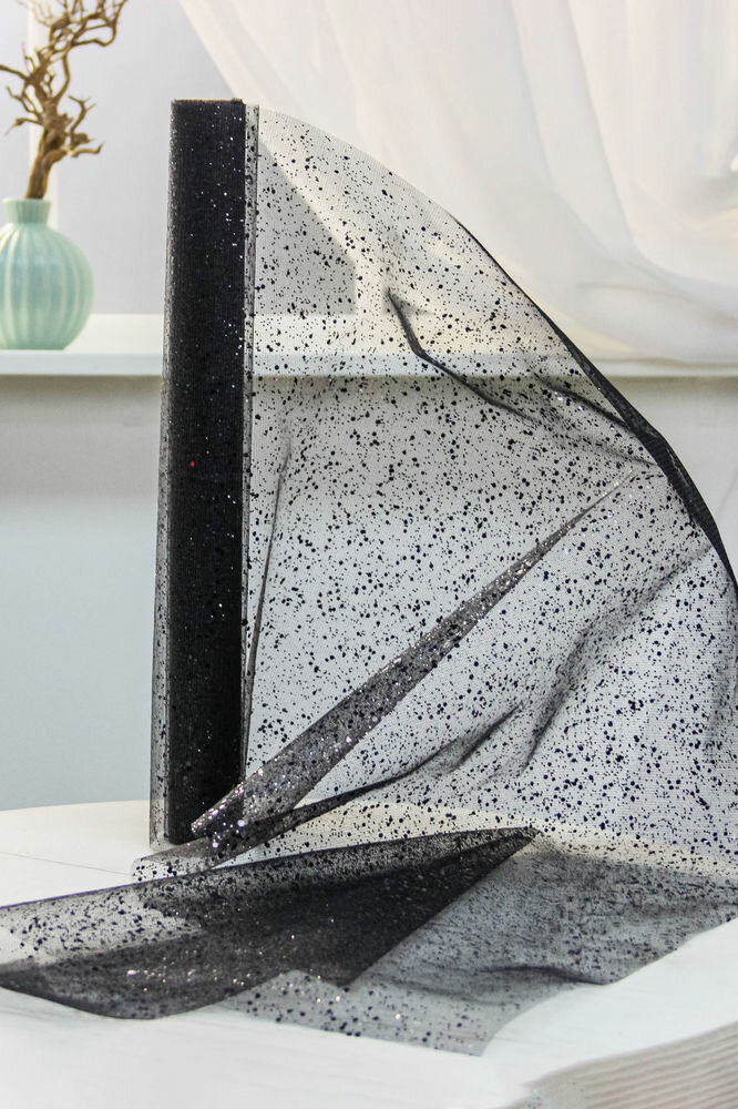 Ткань для декорирования искрящаяся паутинка чёрная, 39х200 см, Koopman International 767530430