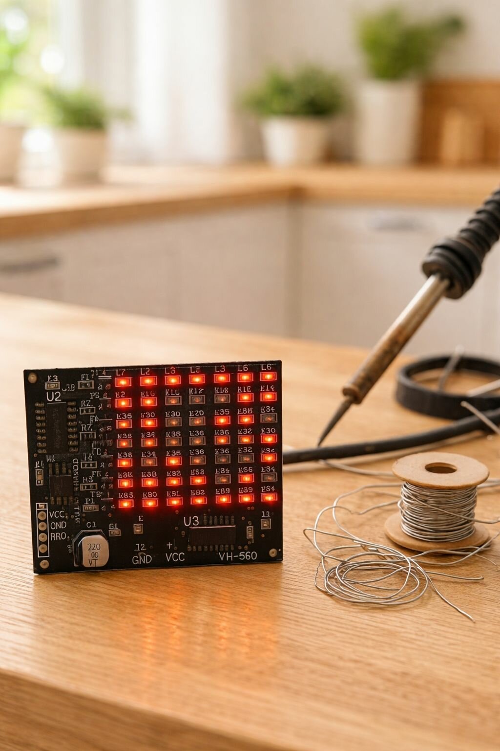 Набор для самостоятельной сборки и пайки (конструктор) "Светодиодный дисплей на 64 SMD-светодиодах 0805" (Ф)