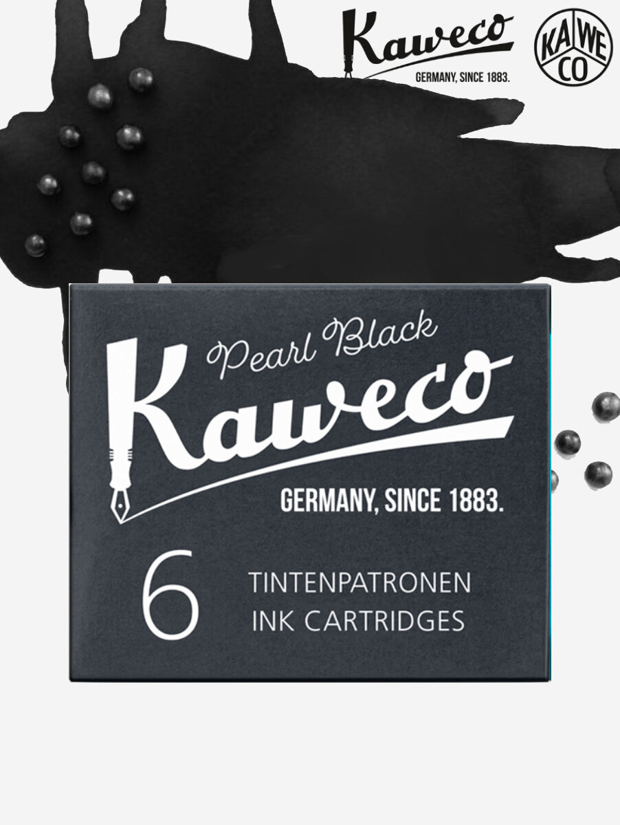 Набор картриджей для перьевой ручки KAWECO Pearl Black 6 шт. в картонной упаковке