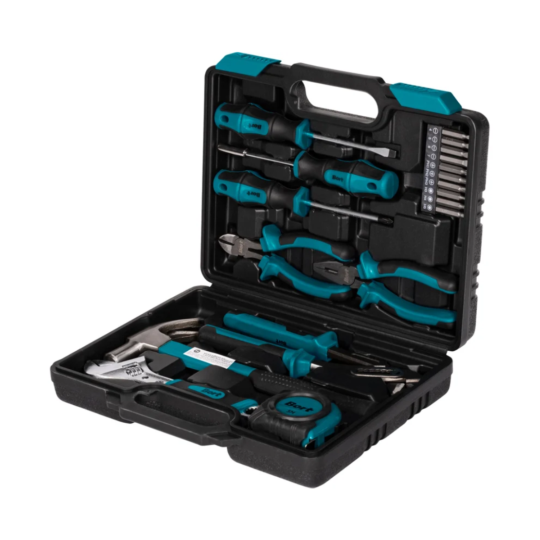 Набор ручных инструментов Bort BTK-19, 19 предметов, HEX, кейс, сталь, синий