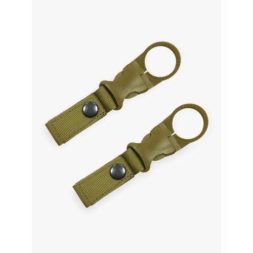 Держатель-фиксатор для бутылки быстросъемный, фастекс на рюкзак, ремень, велосипед, коляску, тактическое снаряжение. Цвет Коричнево-зеленый.