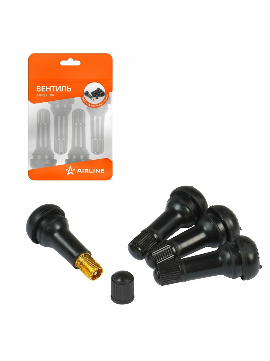 Вентиль для бескамерных шин комплект резиновых вентилей 4 шт AIRLINE ATRV413-01 — фото 1