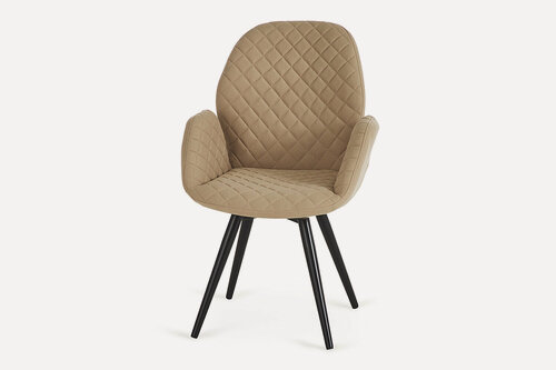 Изображение товара Кресло поворотное с подлокотниками Leon AV 314, бежевый (Nicki 26)/чёрный глянец