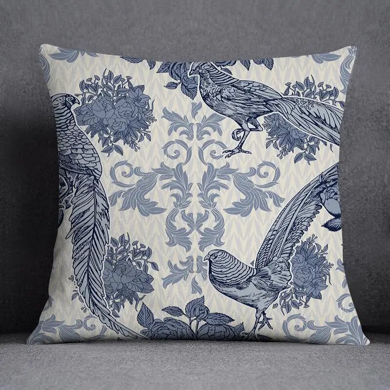 Полиэстер наволочка с рисунком павлиньих перьев 45х45 см