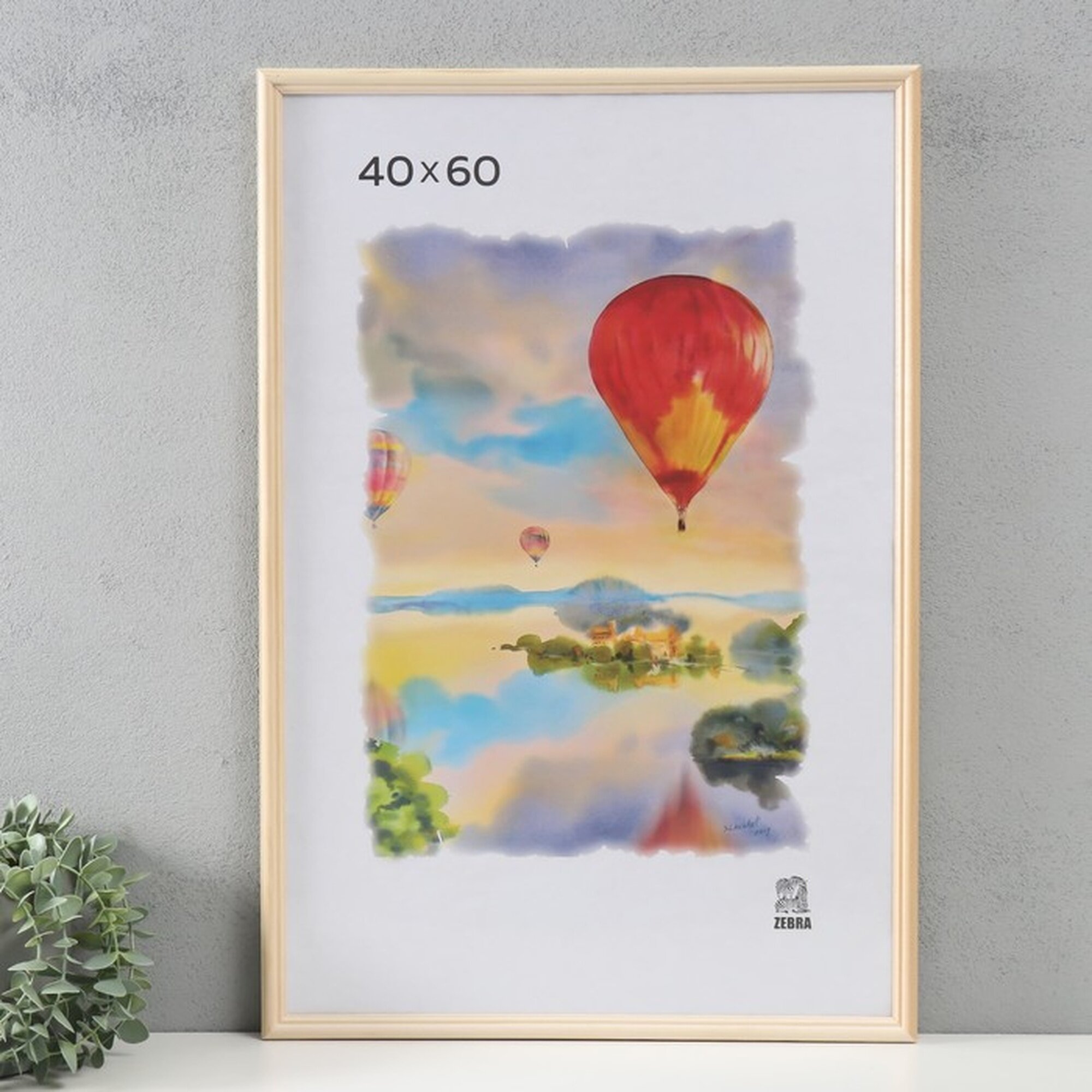 Фоторамка Zebra 1700 дерево пластиковый экран 40х60 см прямоугольная бежевый