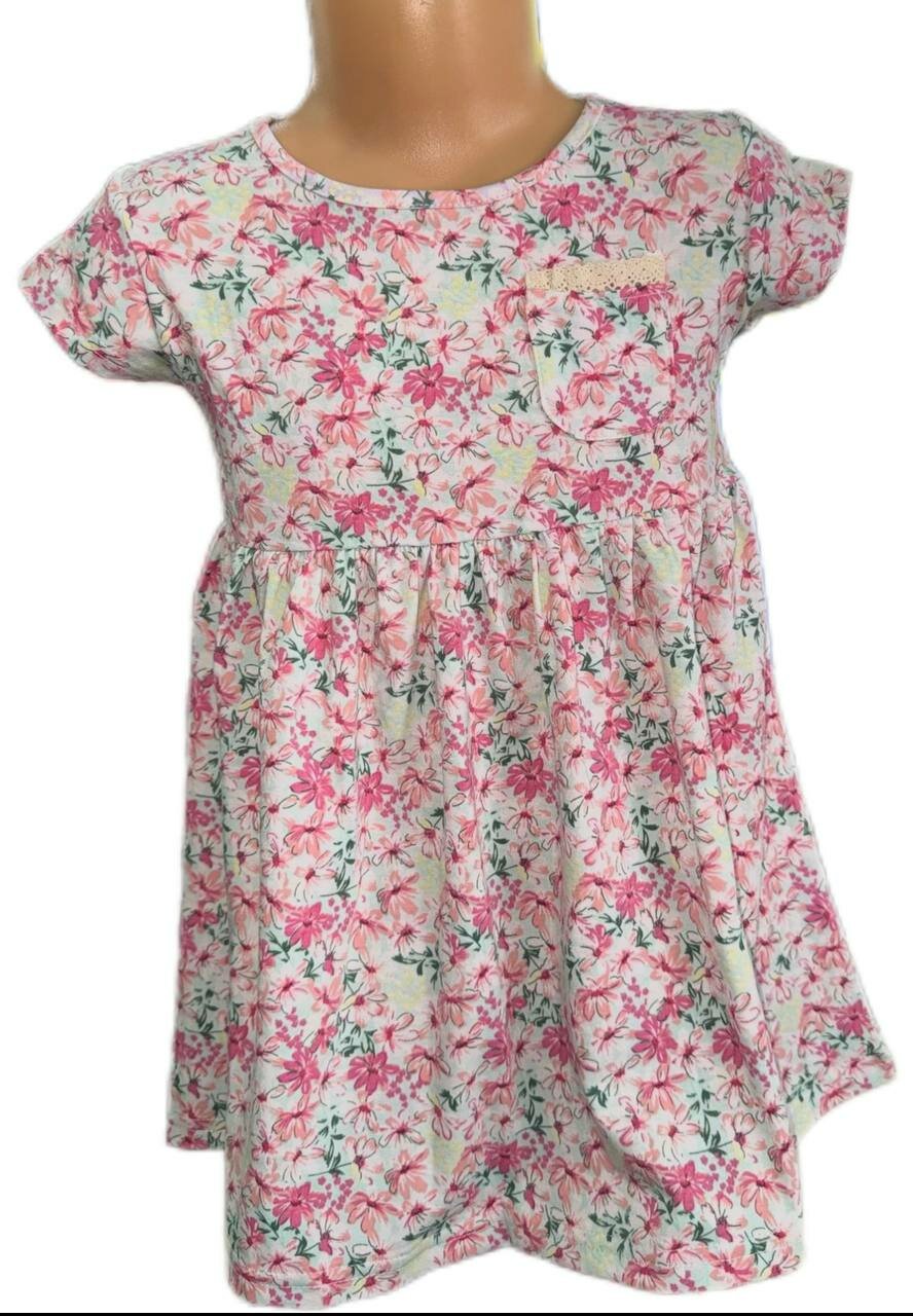 Школьное платье GAP, размер 1, синий, бежевый, розовый — фото 1