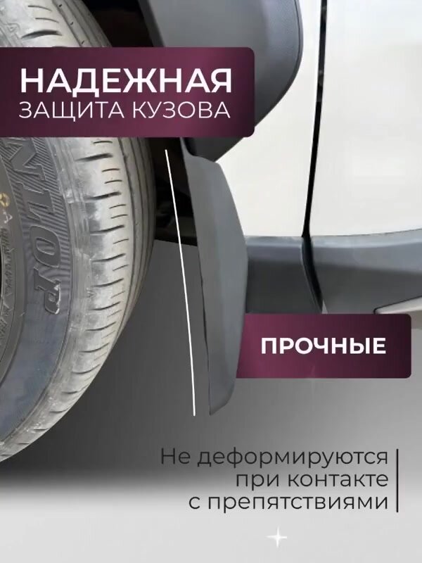 Брызговики резиновые для Renault Logan II (2014-) Передние/Рено Логан 2 SRTK/сртк — фото 1