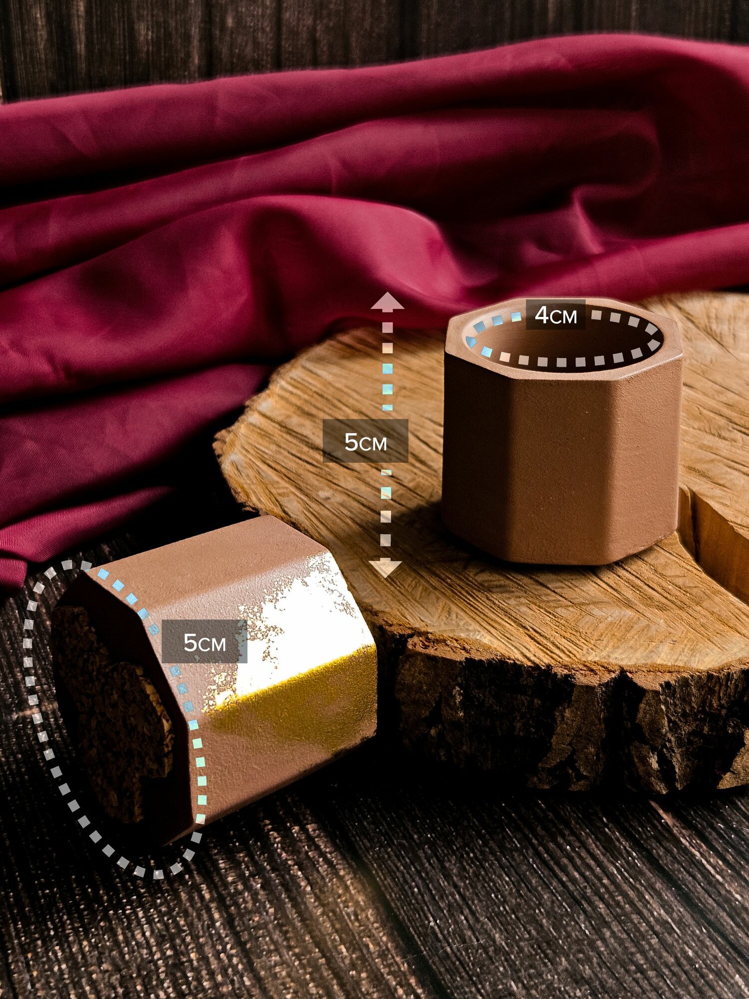 Набор подсвечников из гипса коричневый, ручная работа Pchelka.shop — фото 1