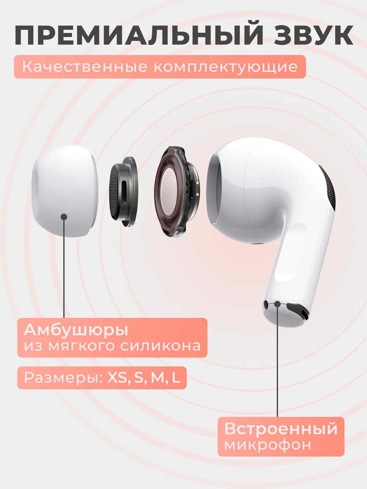 Наушники A.Pods Pro 2, сенсорные, есть функция беспроводной зарядки — фото 1