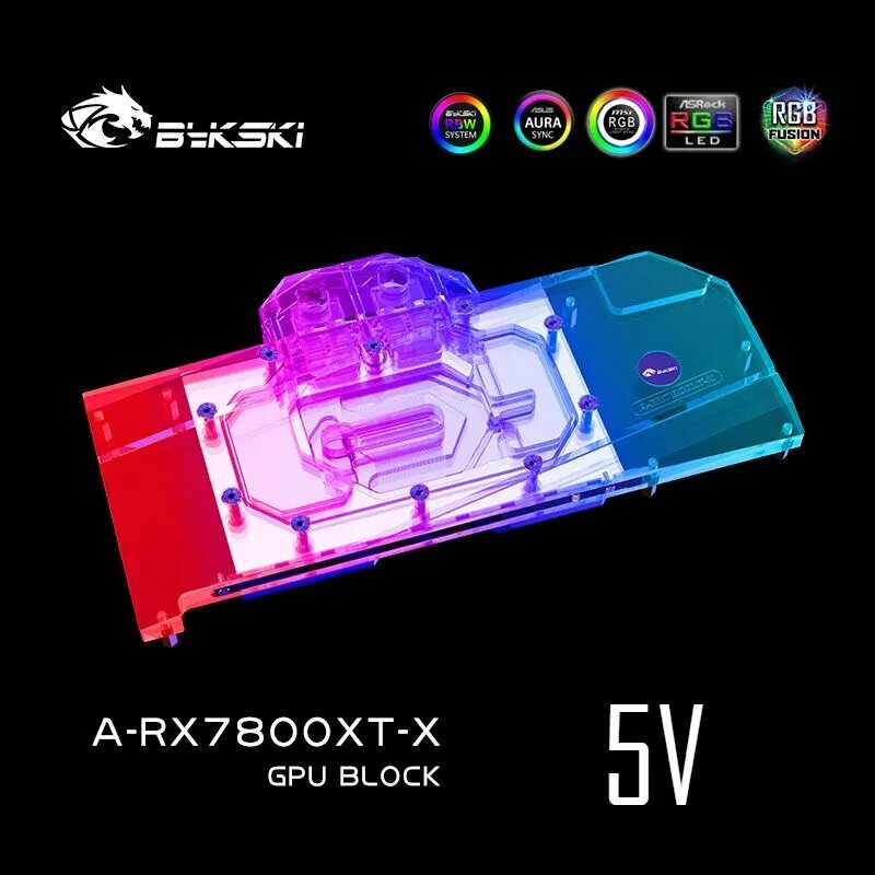Bykski A-RX7800XT-X Видеокарта с водяным охлаждением Головка, Общественная AMD Radeon RX 7800 XT