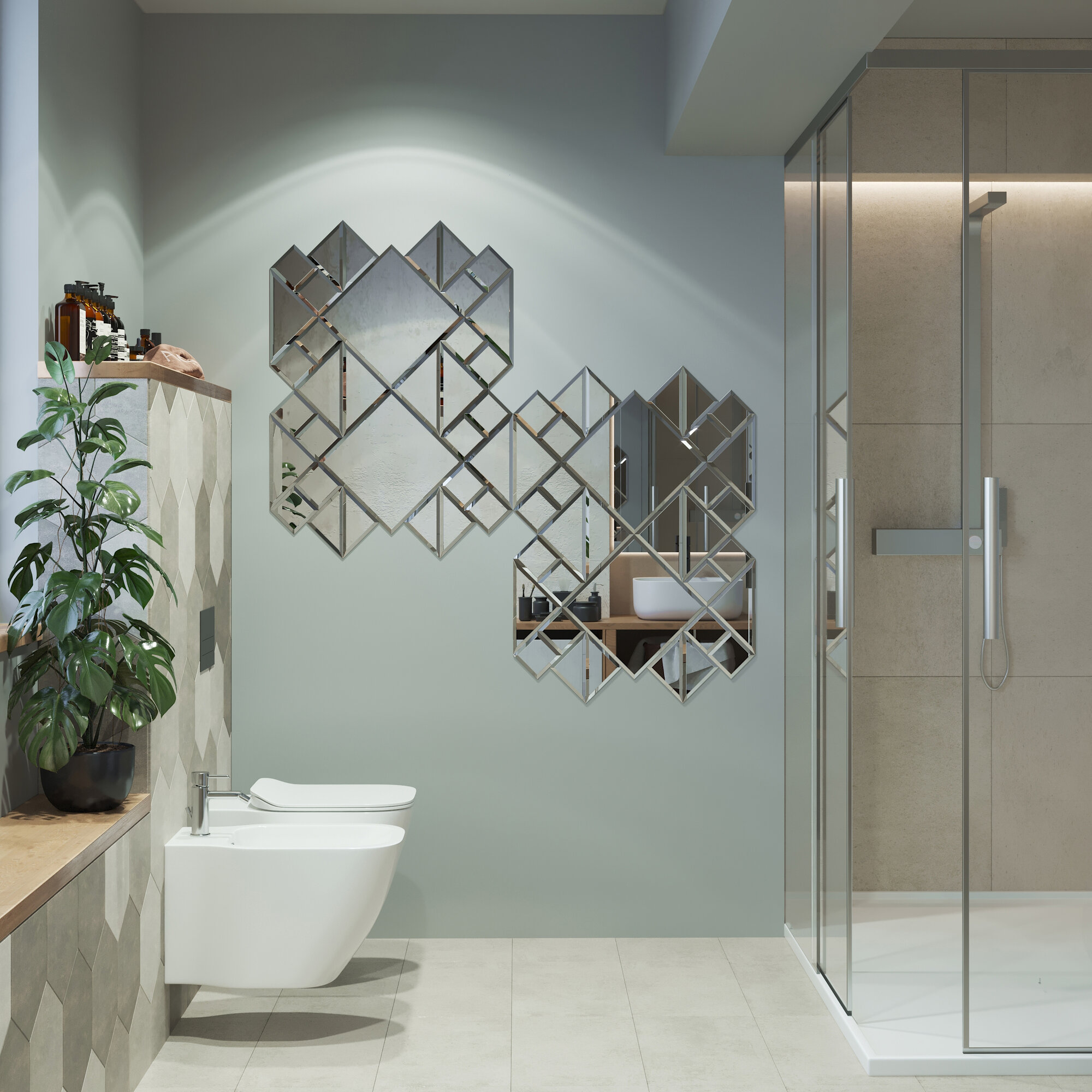 Зеркальная плитка Mirox 3G Sensea NNLM31 квадратная 30x30 см глянцевая цвет серебро 1 шт.