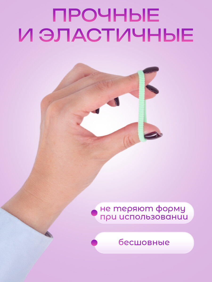 Резинки для волос, набор 100 штук, разноцветные 35-45 мм — фото 1