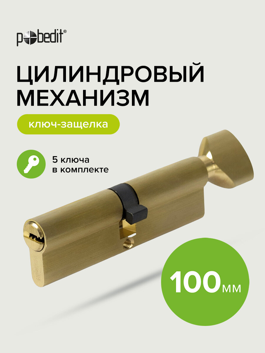 Личинка для замка с вертушкой цилиндровый механизм 100 мм Pobedit