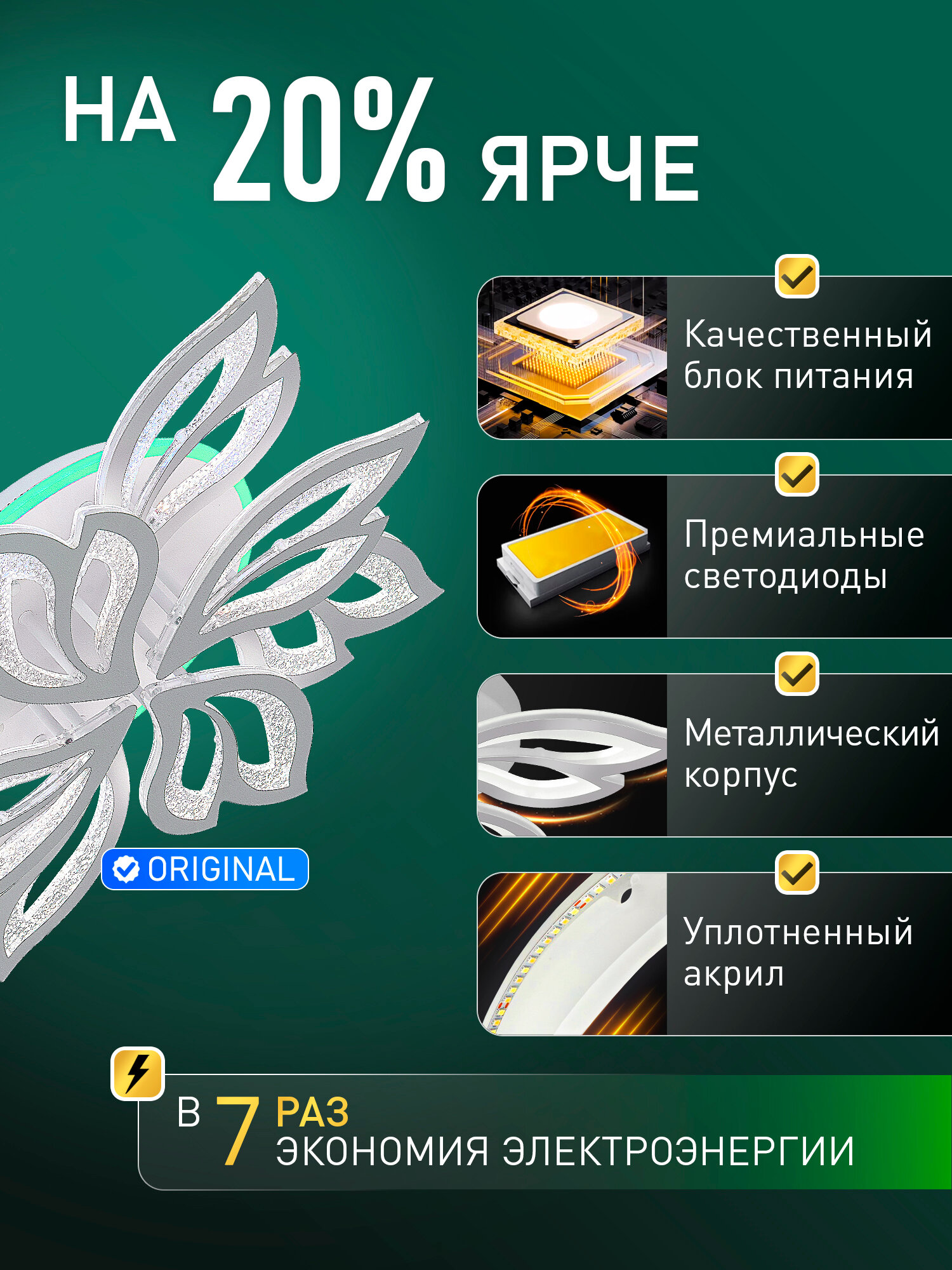 Светодиодный светильник люстра 160W, белый, LED с RGB подсветкой — фото 1