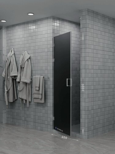 Изображение товара Душевая дверь в нишу staklo 65x200 из серого графит матового стекла хром фурнитура