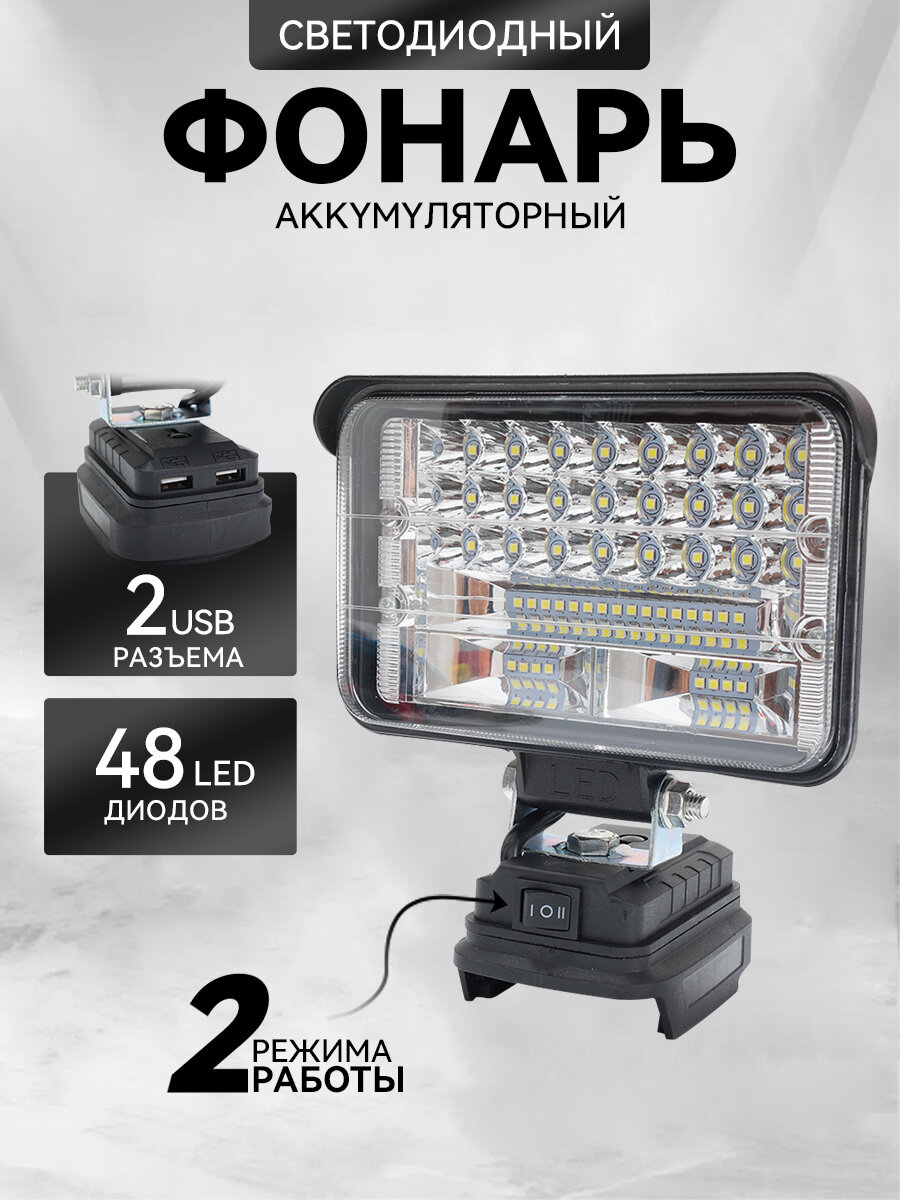 Фонарь аккумуляторный, светодиодный, 5 дюймов, черный, металл, без батареек — фото 1