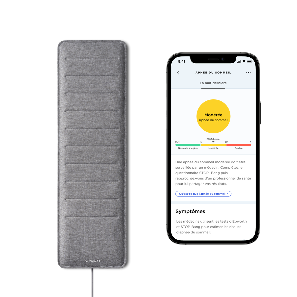 Изображение Анализатор сна Withings "Sleep Analyzer", для iPhone/Android, пневматический датчик, 64х19х0,5см