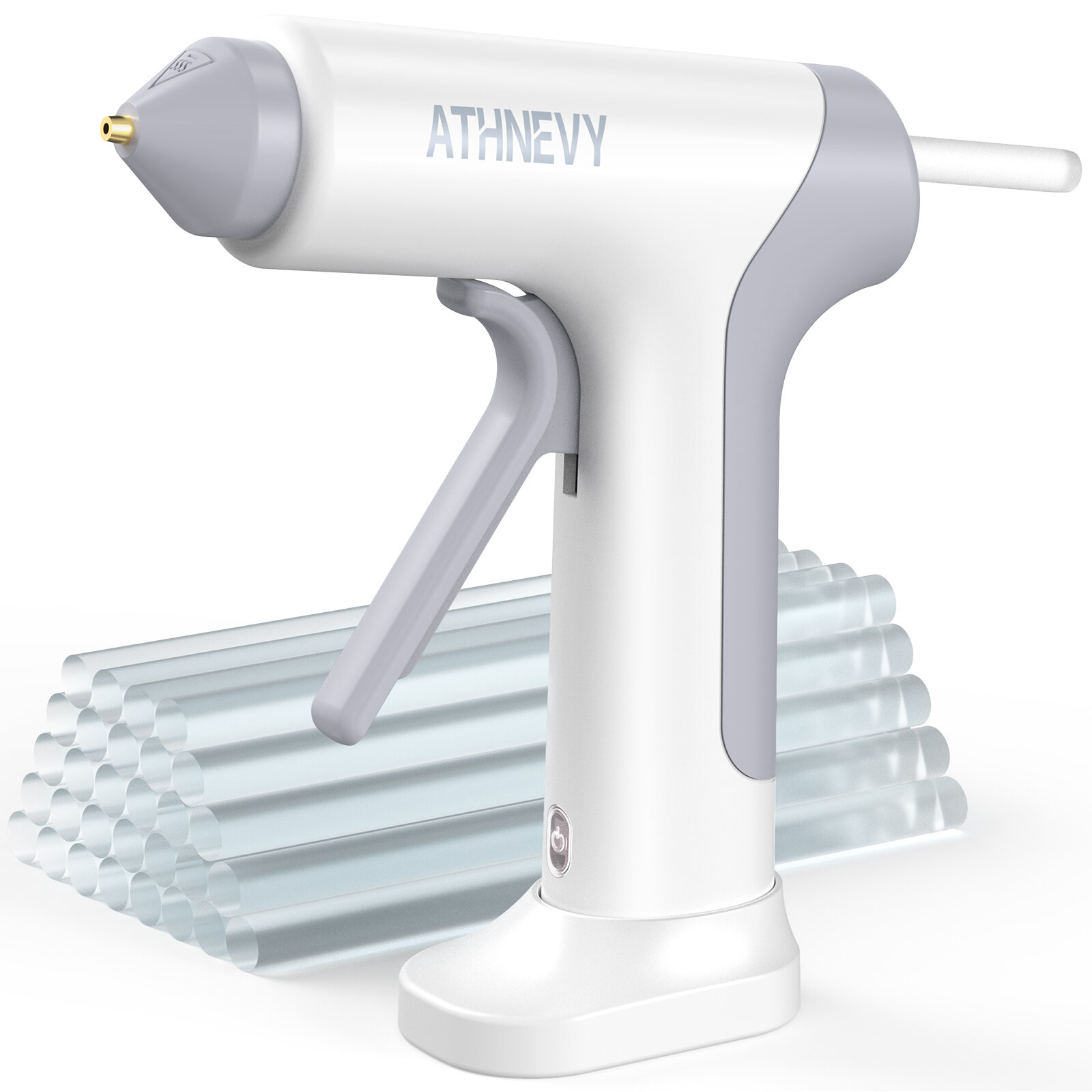Клеевой пистолет Athnevy аккумуляторный 20Вт быстрый нагрев 10с 30 стержней Type-C белый