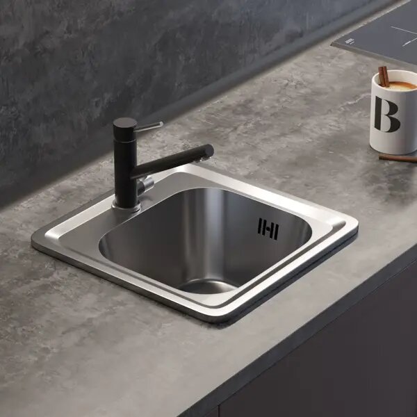 Мойка врезная Kromrus 38x38 см глубина чаши 16 см нержавеющая сталь цвет хром