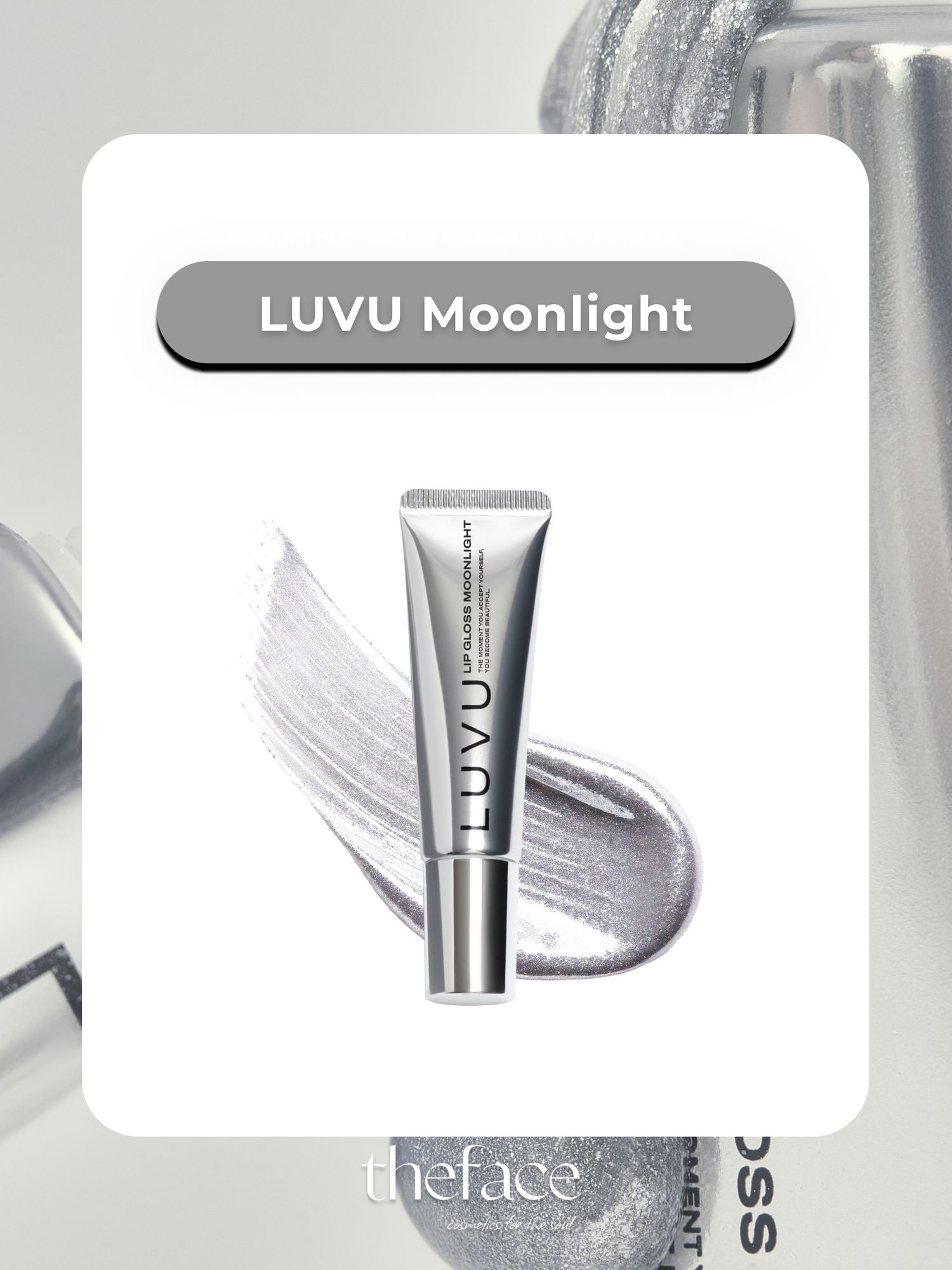 Блеск для губ LUVU "Moonlight", 10мл, сочетание прозрачной базы и экстра-сияющих серебряных частиц