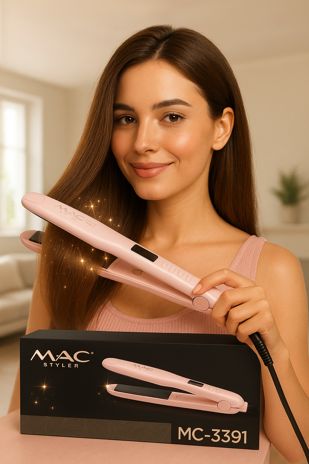 Профессиональный выпрямитель, утюжок, плойка для укладки волос Mac розовый