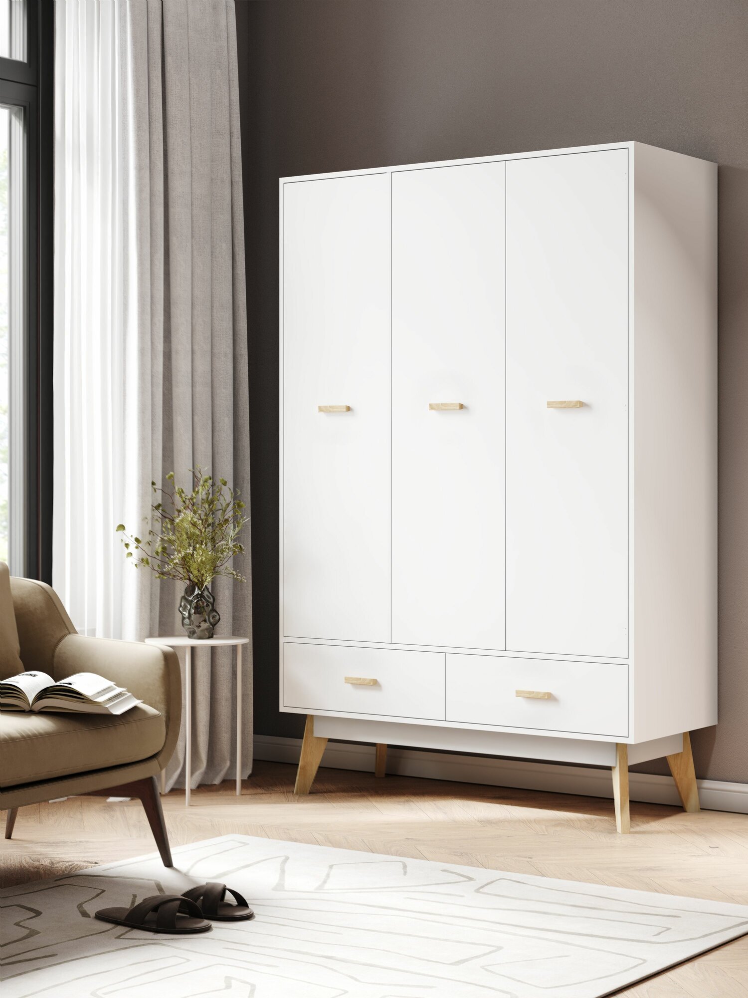 Шкаф для одежды распашной 3 х дверный  Белый  1850х1190х500 мм