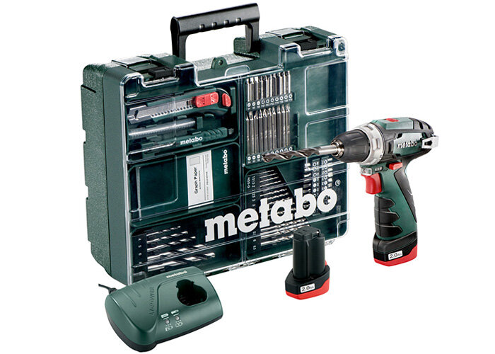 Аккумуляторная дрель шуруповерт Metabo Powermaxx BS Basic Set, набор, (600080880) — фото 1