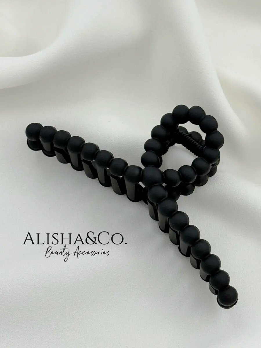 Крабик для волос большой Soft touch Bubbles черный