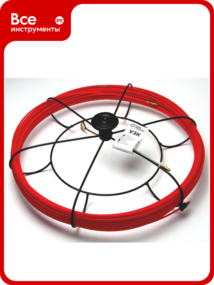 Протяжка стальная OlmiOn с нейлоновым покрытием d=35 мм L=10 м в кассете №1 красный СТ-К1-35/10