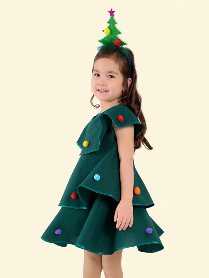 Детский карнавальный костюм Елочка на рост 104-110 (размер 28) — фото 1