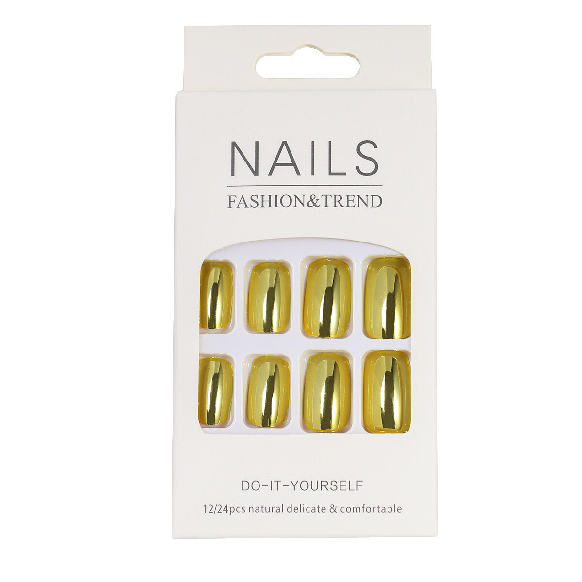Накладные ногти золотые зеркальные, 24 шт, искусственные ногти для быстрого маникюра