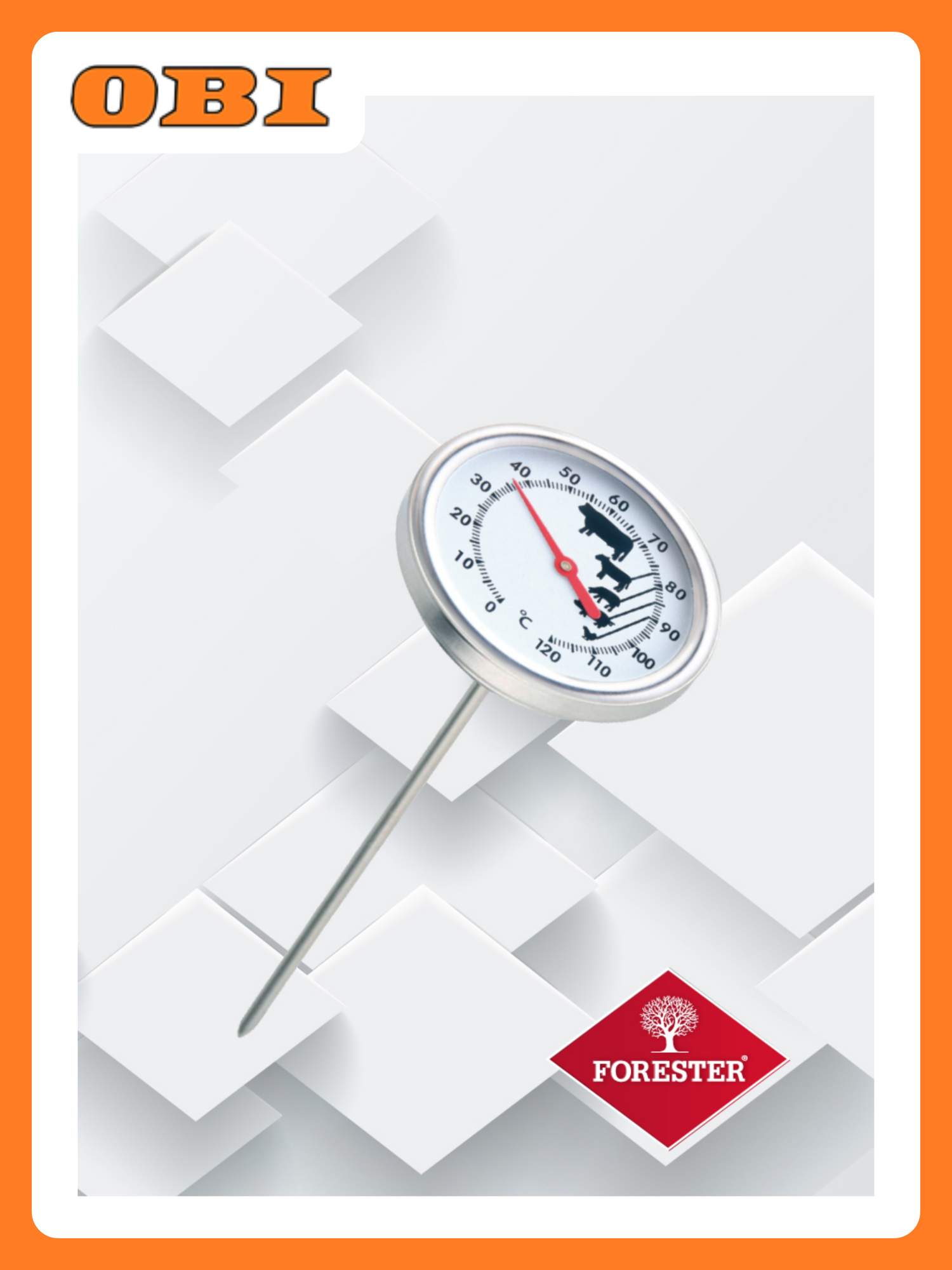 Термометр Forester C830 для гриля механический серебристый