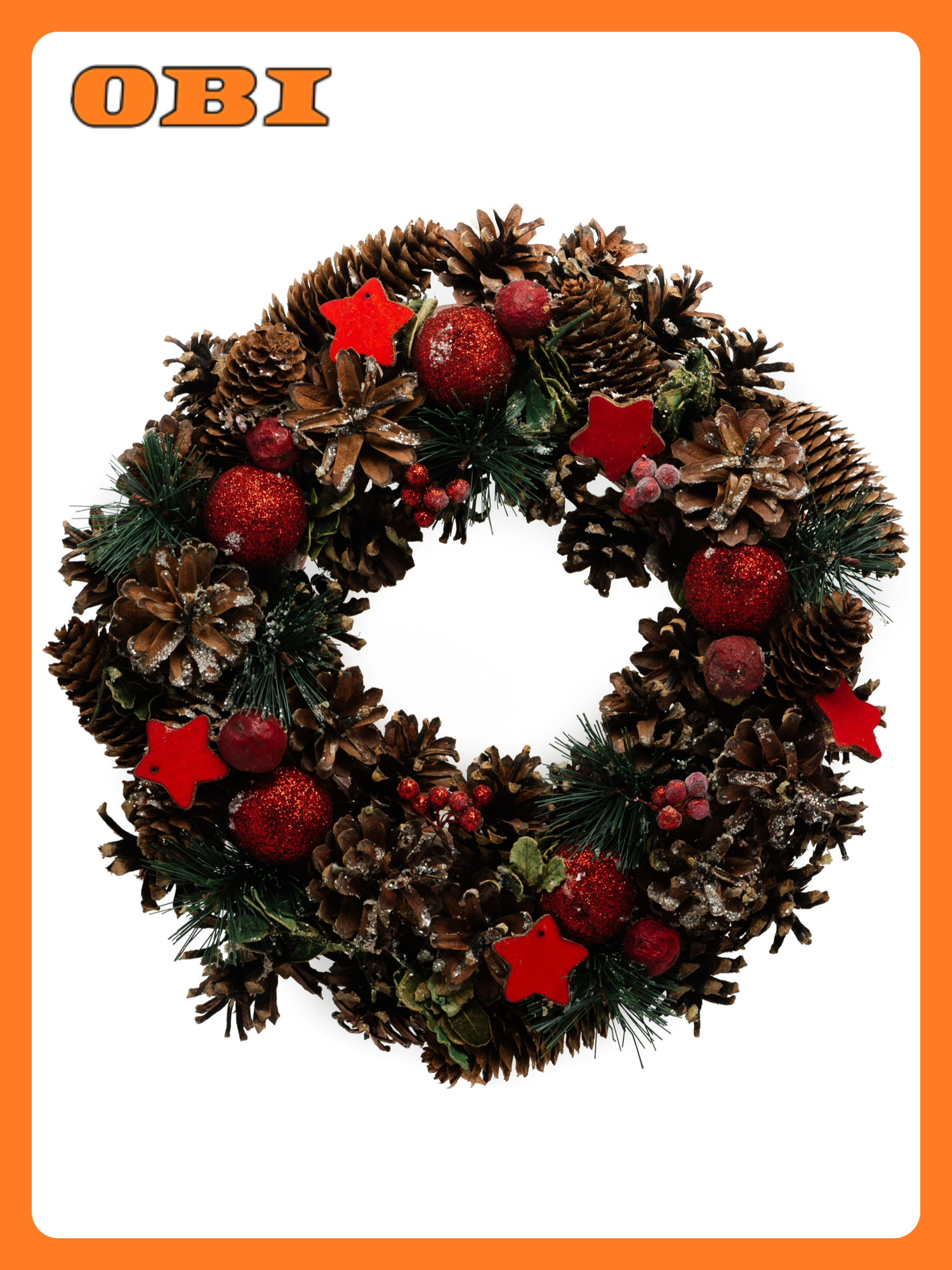 Венок новогодний красно-зеленый 35x35x85 см