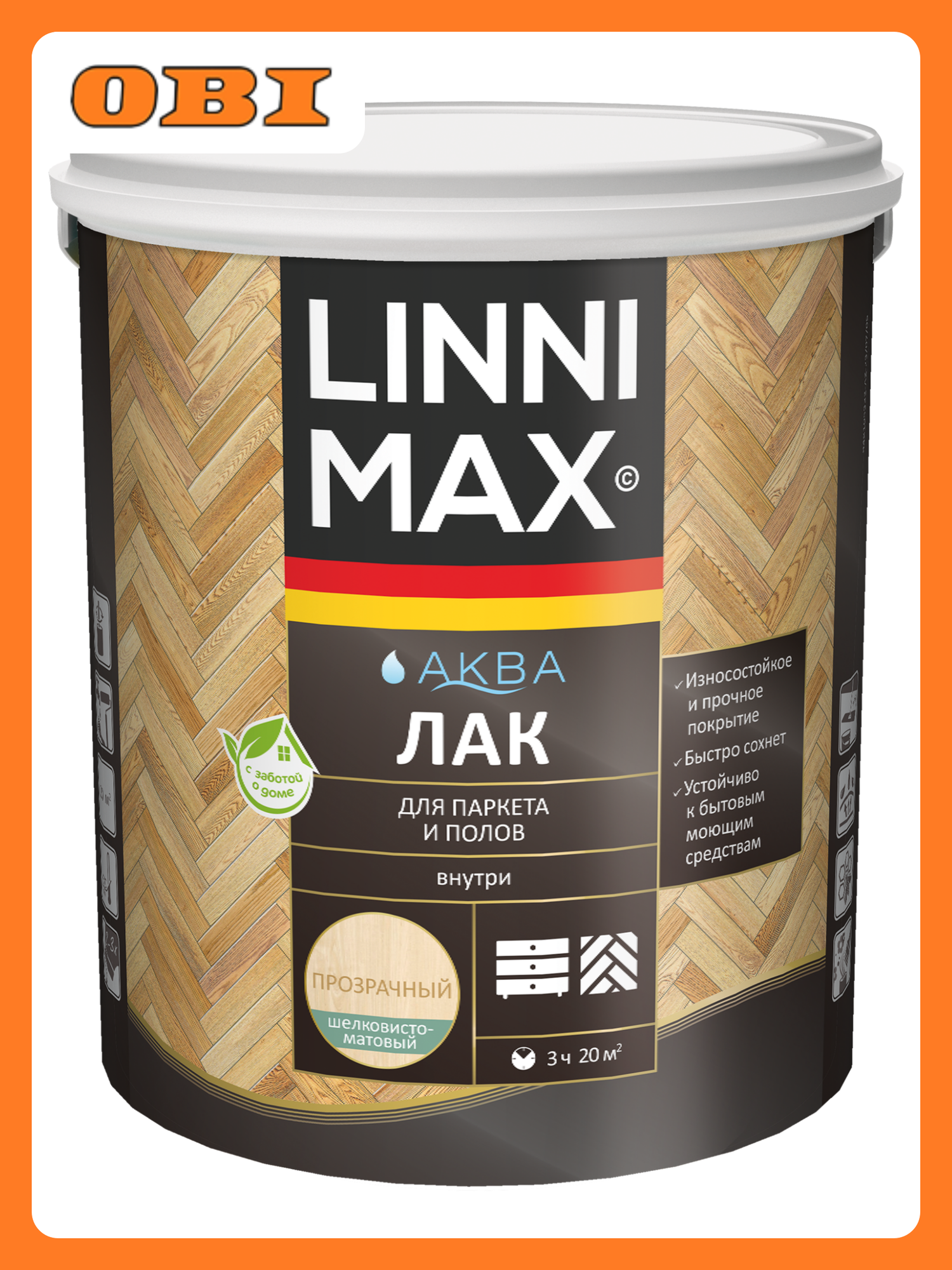 Лак водно-дисперсионный LINNIMAX Аква Лак для паркета и полов матовый 25 л