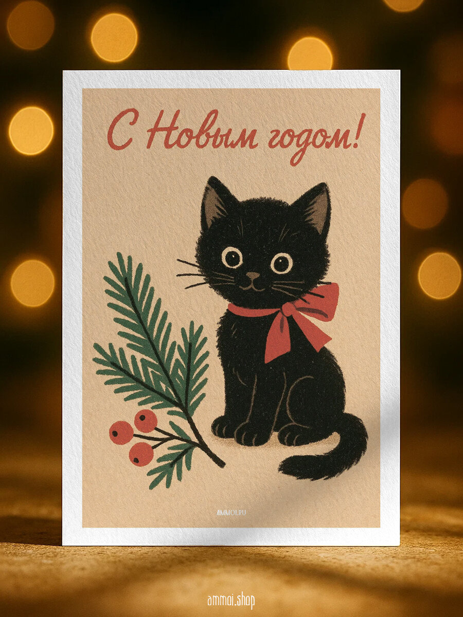 Дизайнерская открытка Am.moi «С Новым годом» – 148×105 см (А6) с конвертом дизайнерская бумага 300 г/м²