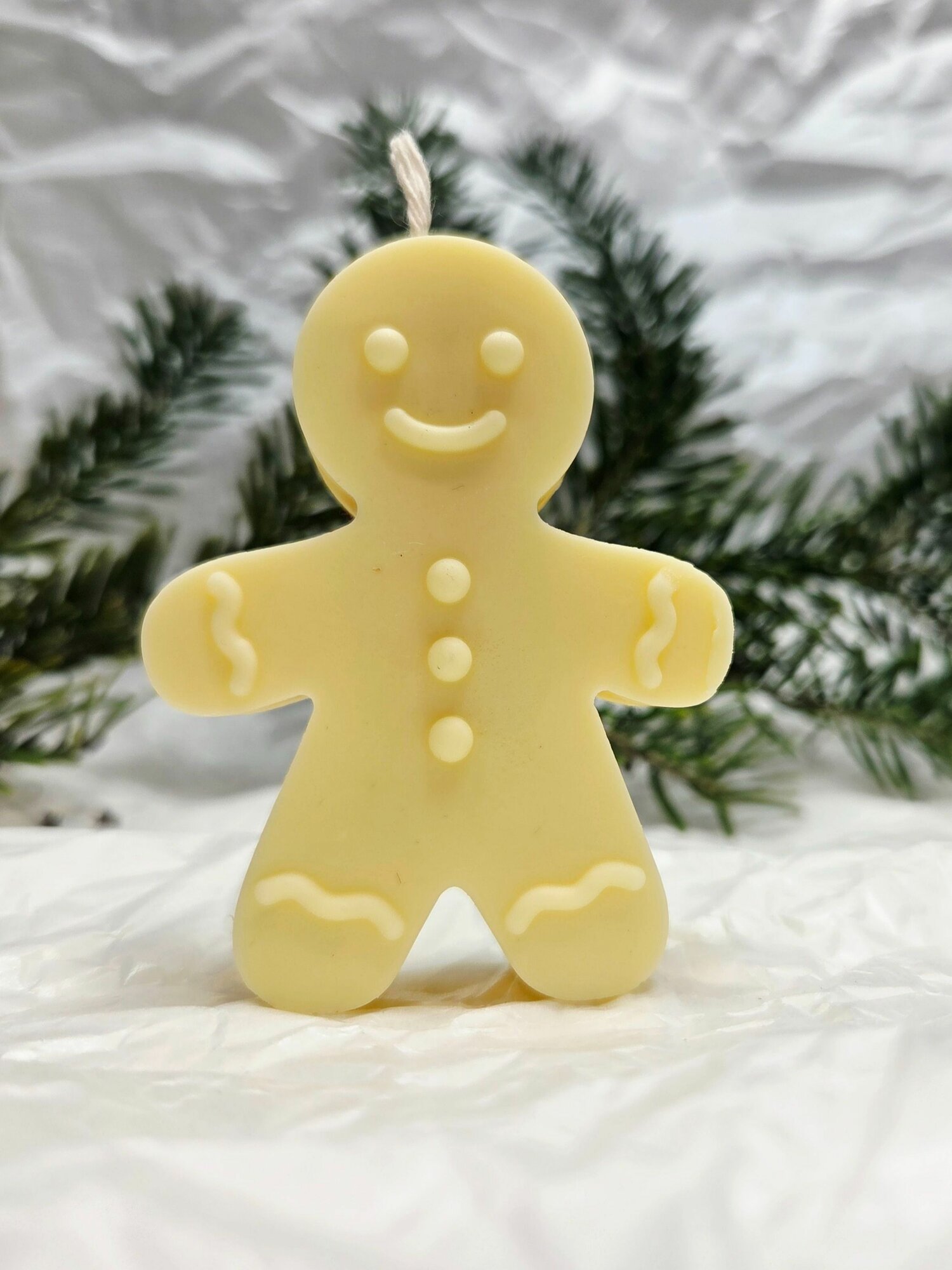 Свеча "Печенька", ручная работа, фигурная, без аромата, цвет кремовый