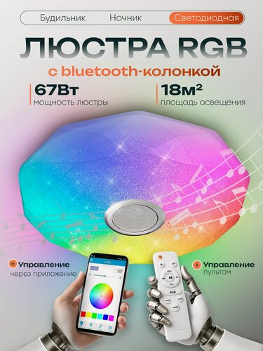 Изображение товара WEDO LIGHT Люстра с музыкальной колонкой и RGB подсветкой для детской комнаты