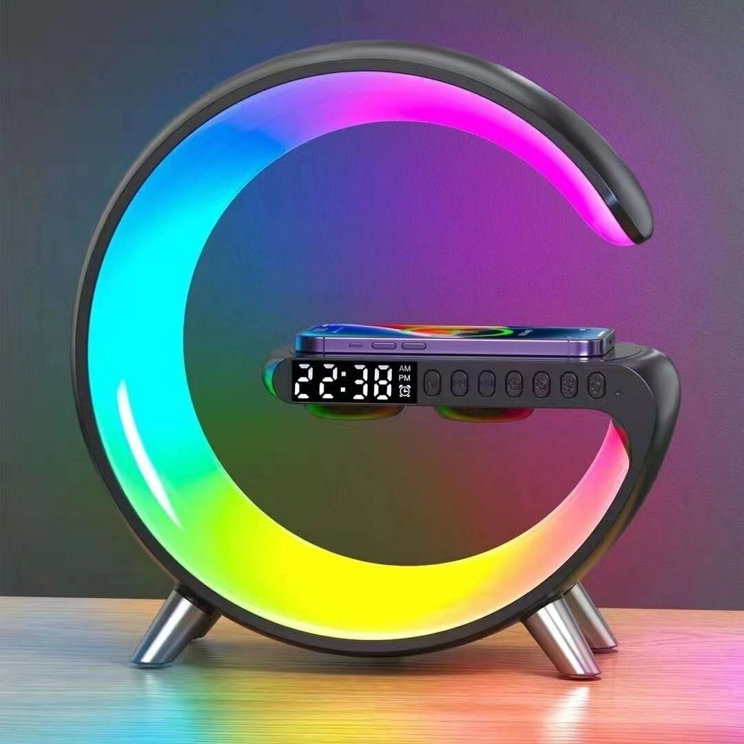 RGB Smart Лампа с Будильником и Беспроводной Зарядкой — Многоцветная подсветка, Регулируемый свет, Wireless Charging