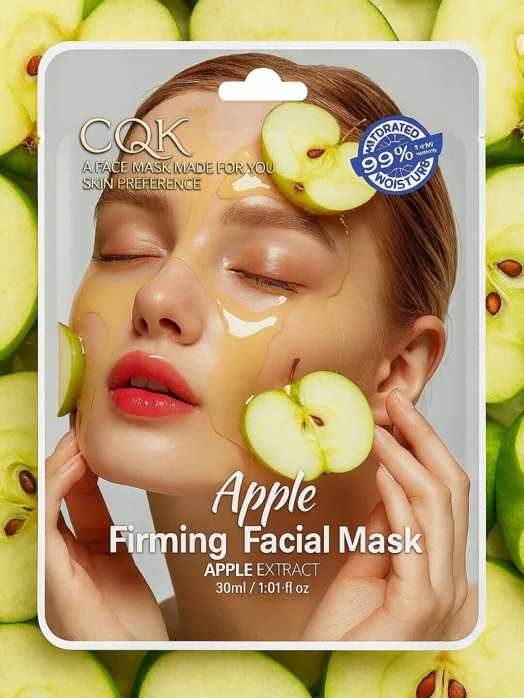 Тканевая маска для лица CQK для всех типов кожи "Apple", 30 мл — фото 1