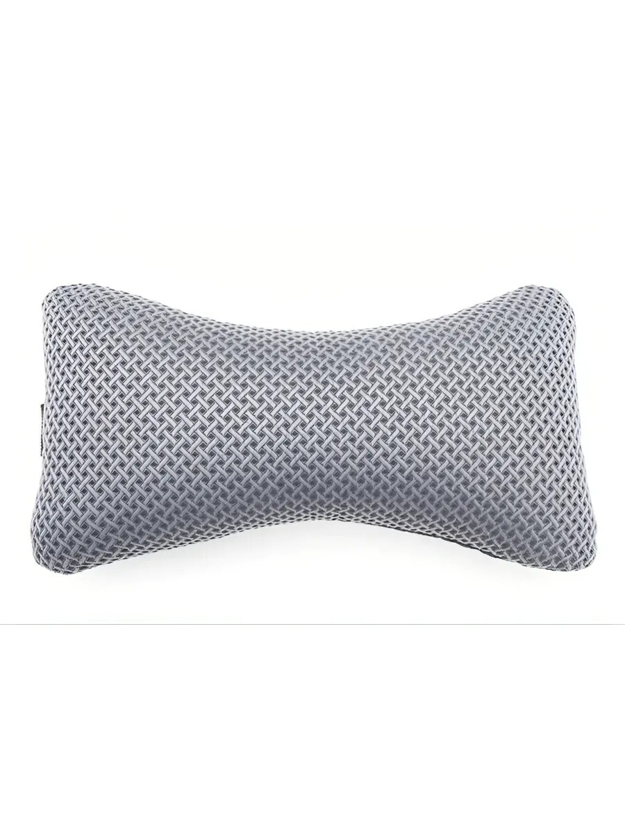 Подушка под шею DRIVER "Косточка", с креплением, с гречневой шелухой, серая — фото 1