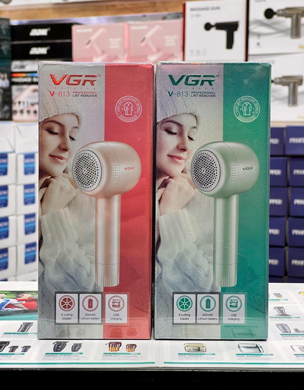 Машинка для удаления катышков "VGR" V-813, питание от аккумулятора, пластиковая, розовая