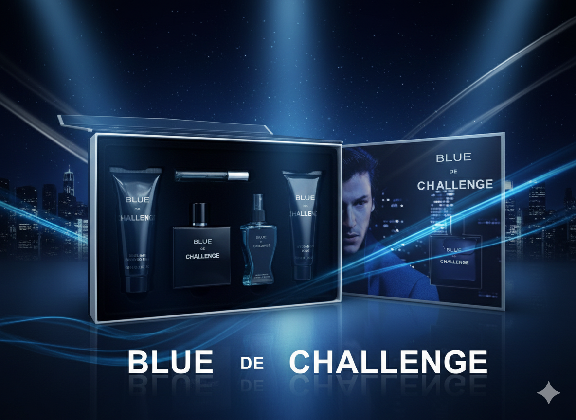 Мужской подарочный набор blue de challenge — стильное сочетание парфюма и геля