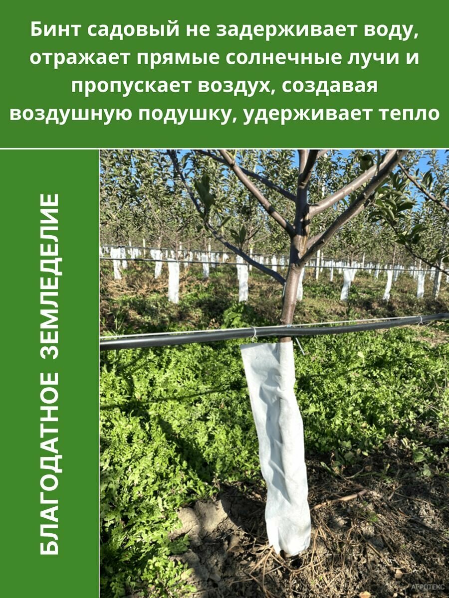 Садовый бинт для деревьев с УФ стабилизатором 12 см х 8 м белый Благодатное земледелие — фото 1