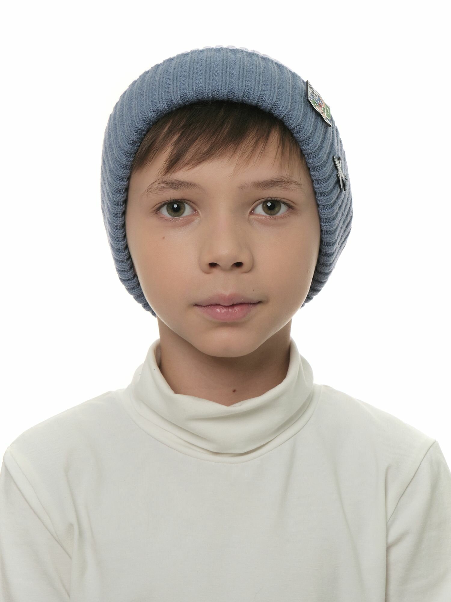 Шапка-бини Андерсен Весна-лето 2024 для детей, размер 50-52, джинс — фото 1