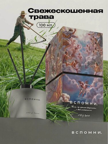 Изображение товара Вспомни Диффузор для дома с палочками парфюмированный, 100 мл Свежескошенная трава