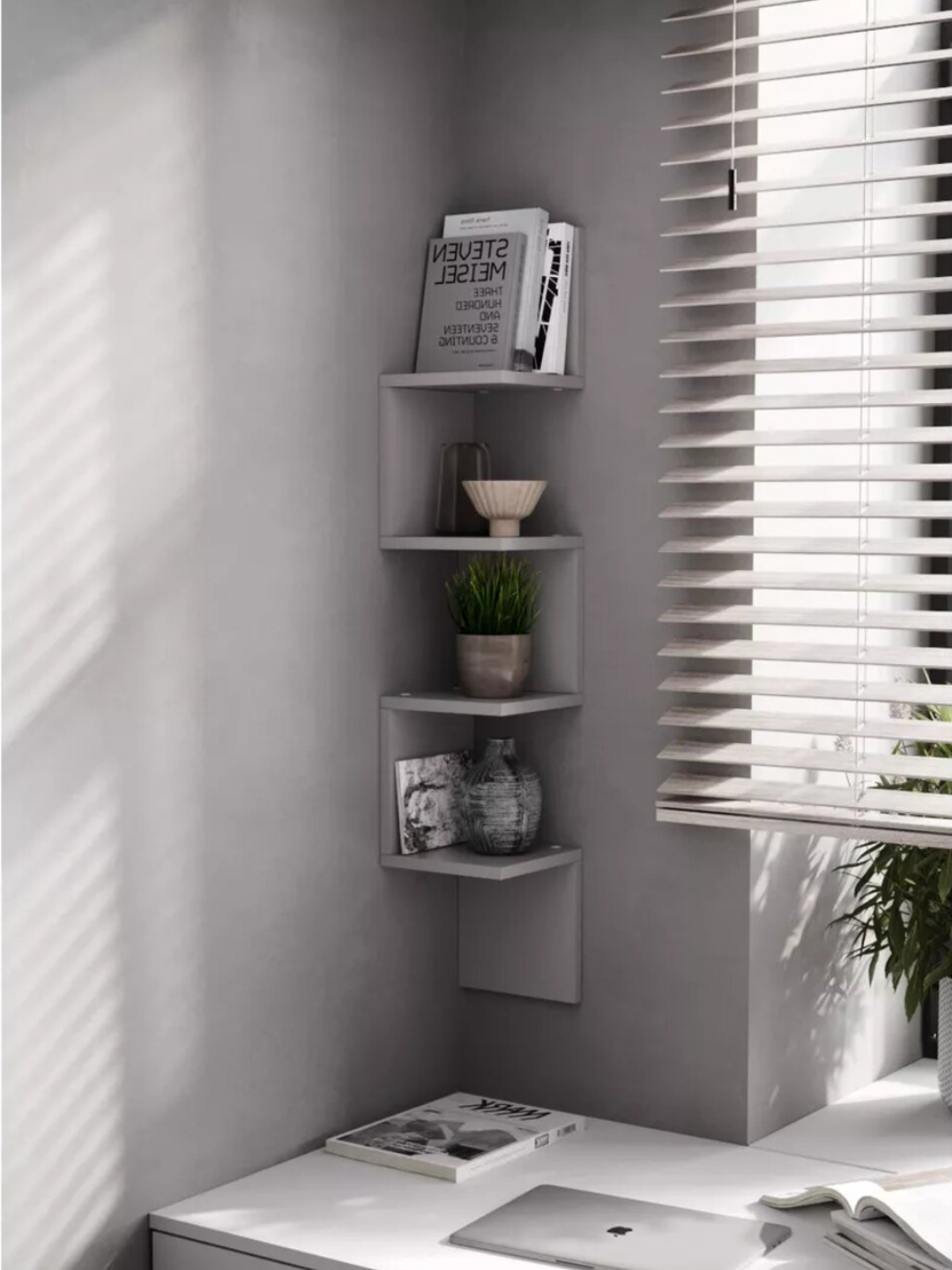 Угловая настенная Shelf полка — фигурная навесная полка для дома