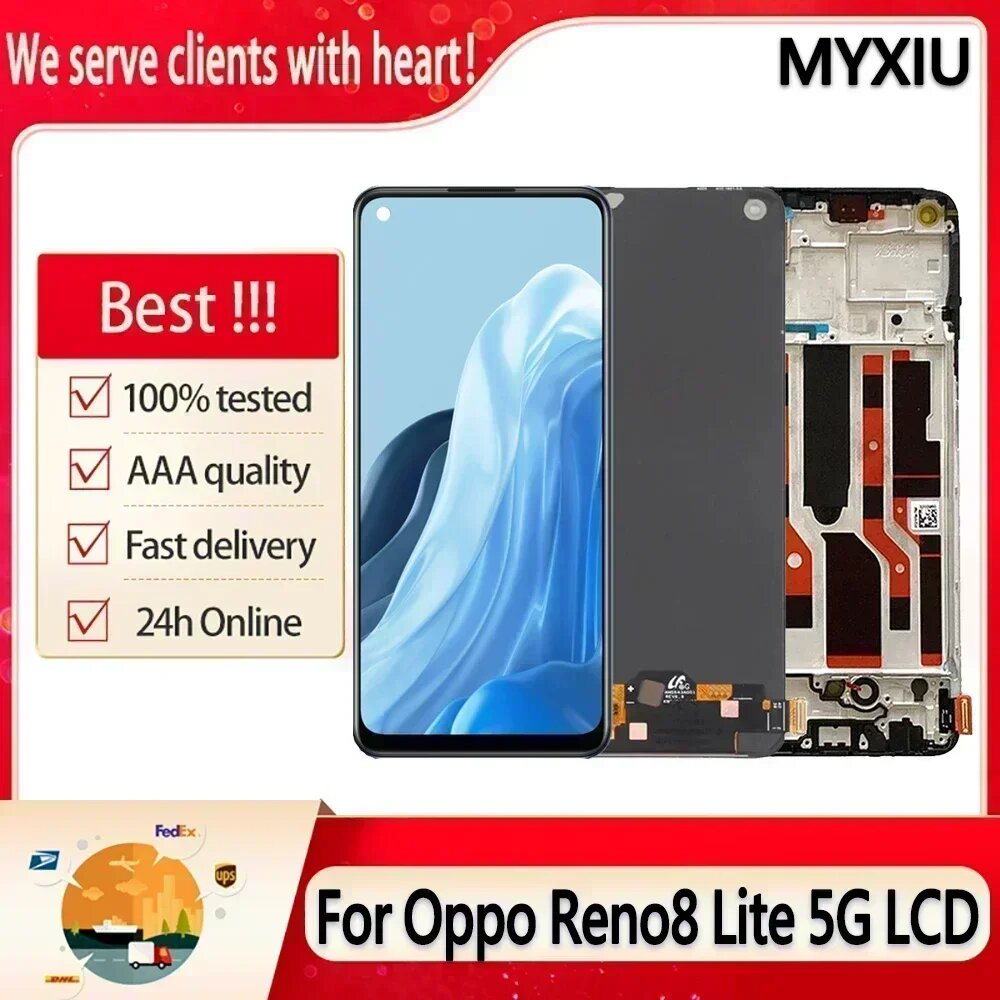 6,43 "AMOLED для Oppo Reno8 Lite CPH2343 ЖК-дисплей, сенсорный экран, запасная часть OLED No Frame