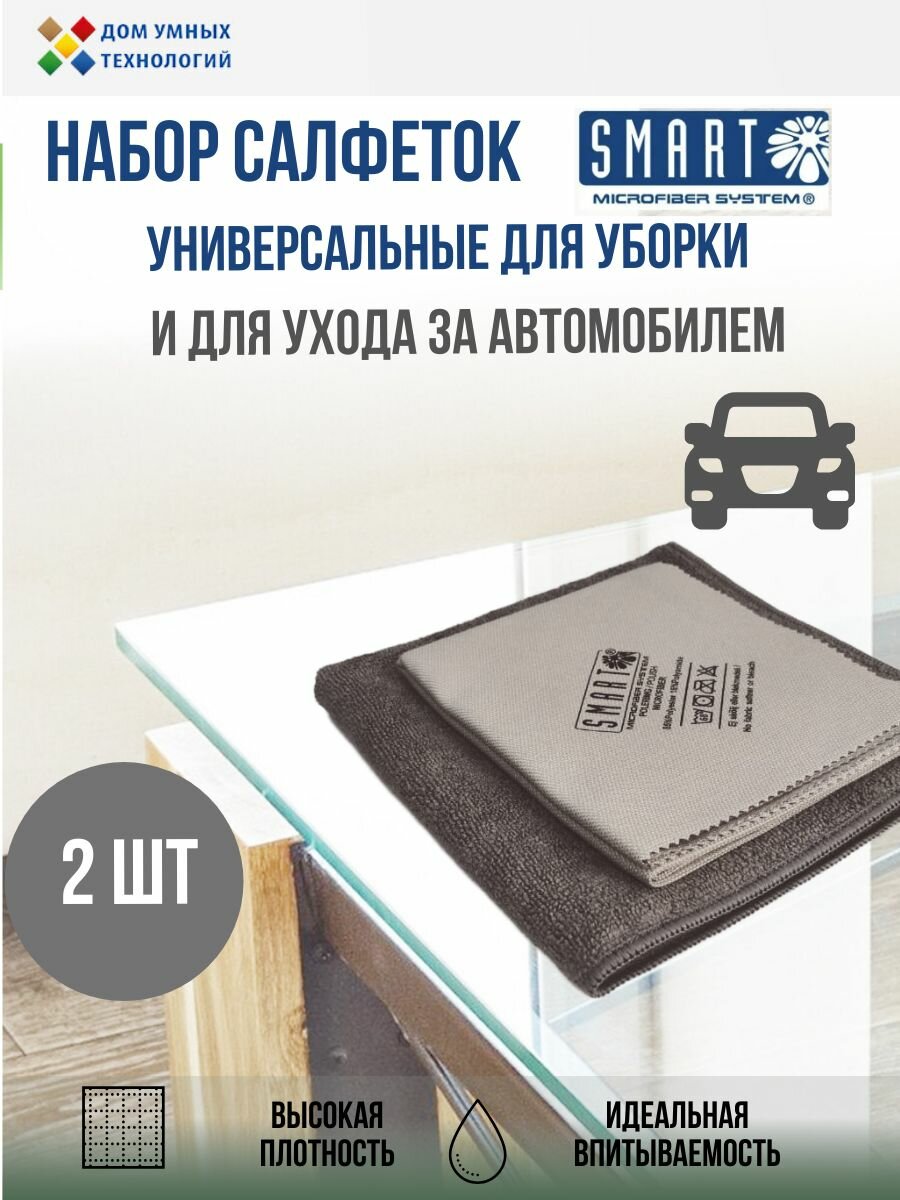 Набор салфеток для ухода за автомобилем 2 шт Smart