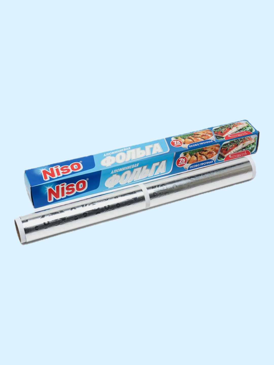Алюминиевая фольга NISO, особо прочная, многофункциональная, 7,5 м х 45см