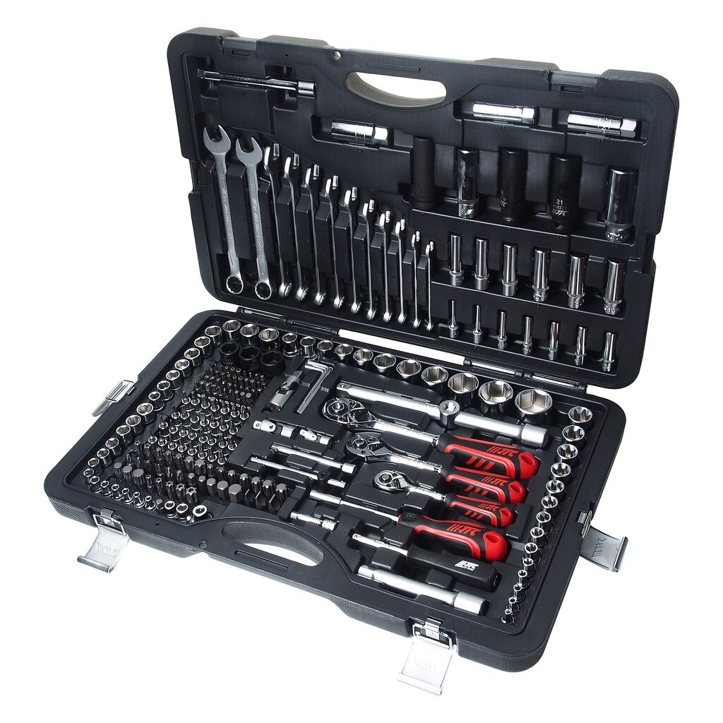 JTC Набор инструментов 216 предметов слесарно-монтажный 1/4",3/8",1/2" 6-ти гранных в кейсе JTC-H216C-B72